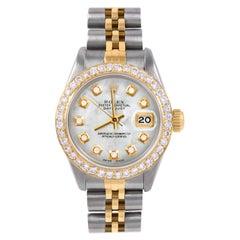 Retro Rolex Lady TT Datejust Mother of Pearl Diamond Dial Diamond Bezel Jubilee Watch