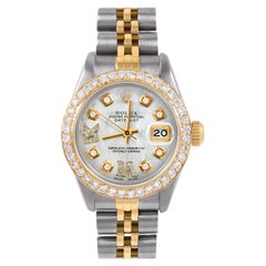 Retro Rolex Lady TT Datejust MOP Roman Diamond Dial Diamond Bezel Jubilee Band Watch