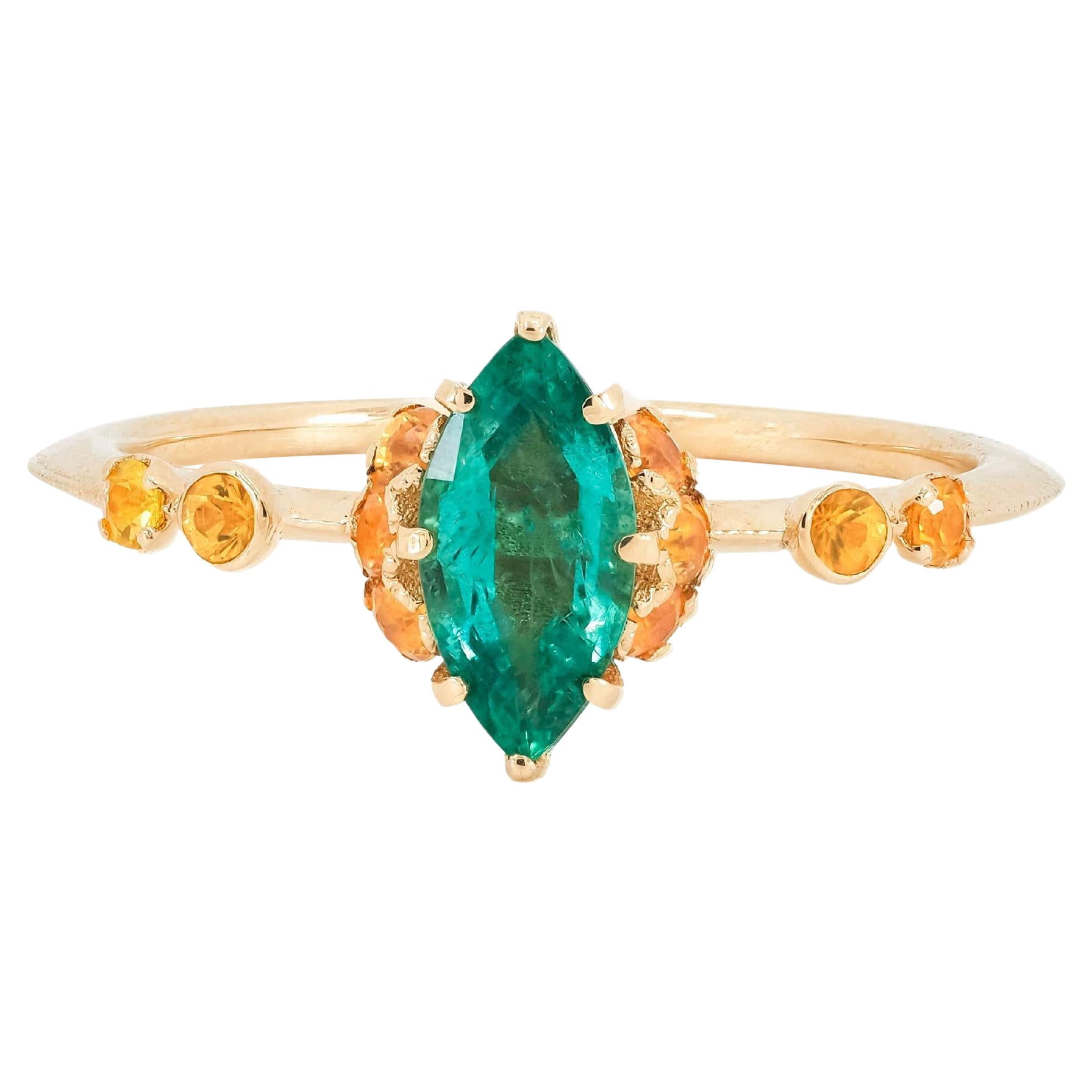 15 Karat Gold Emerald, Diamond and Sapphire Harem Ring at 1stDibs ...