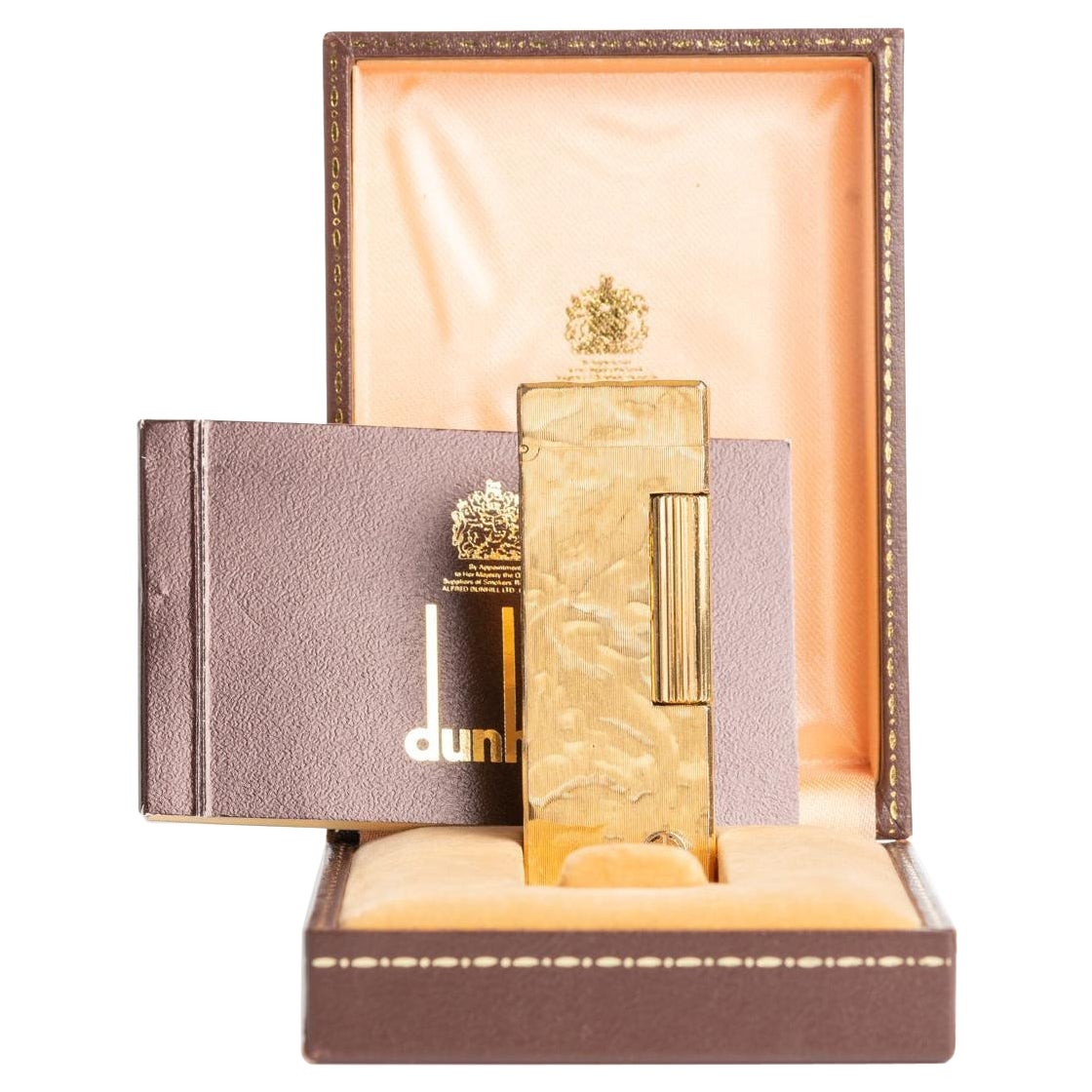 Dunhill Rollagas Lighter Gold Plated 'D' Mark + Box and Papers