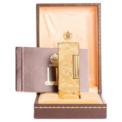 Vintage Dunhill Rollagas Lighter Gold Plated 'D' Mark + Box and Papers