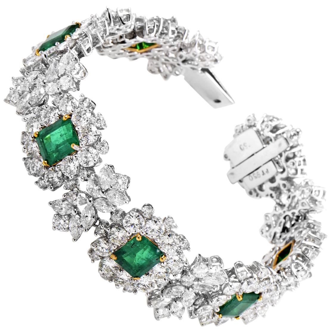 Diamond  Emerald  Platinum Bracelet