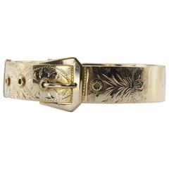 Antique 1918 Edwardian Large Chunky Gold Belt Buckle Bangle Bracelet