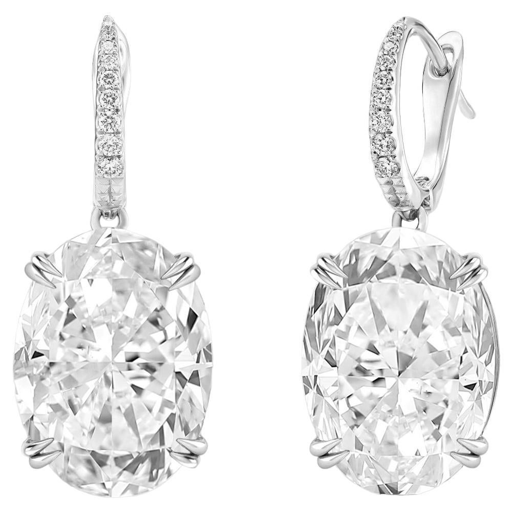 GIA Certified 8 Carat Oval Diamond Dangle Platinum Earrings