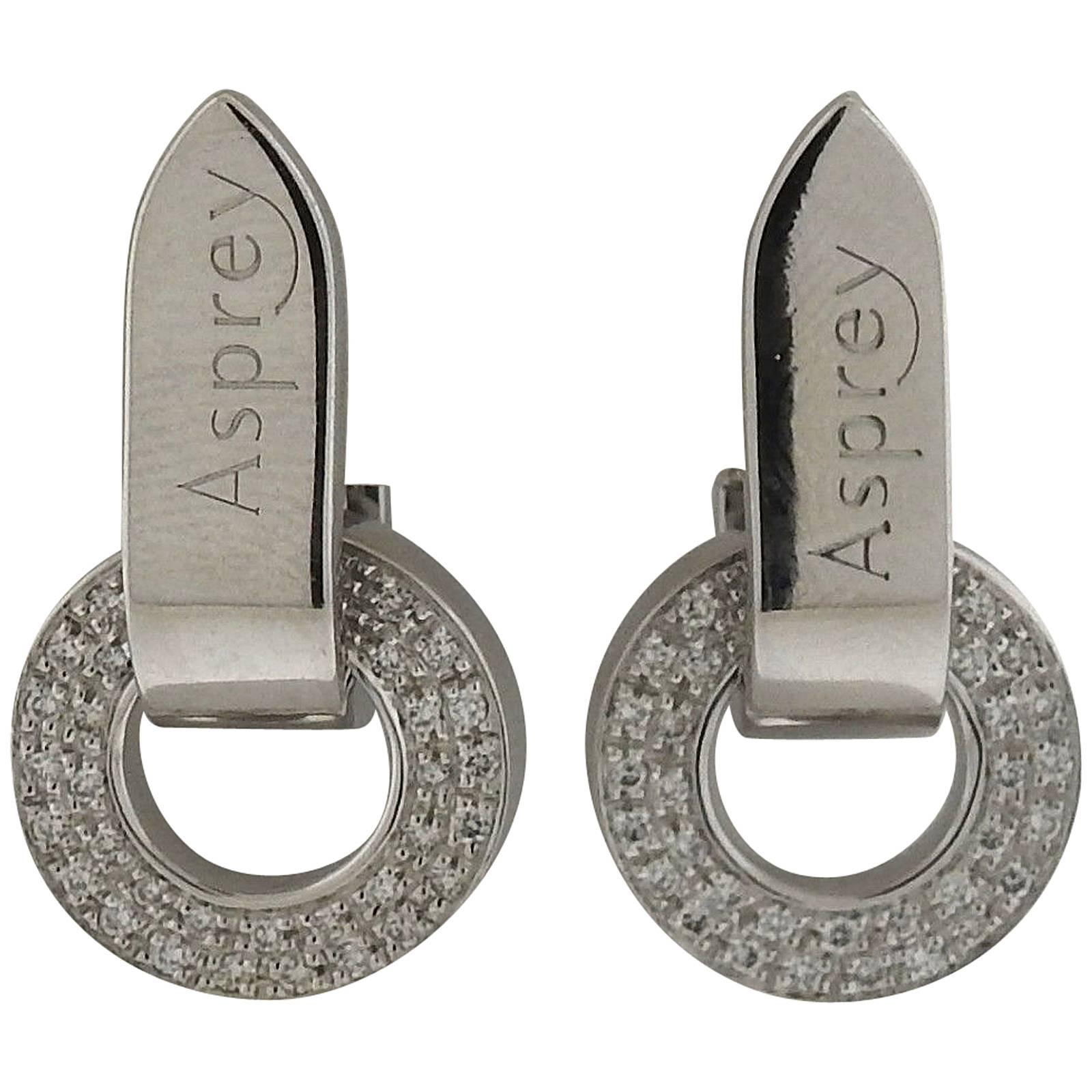 Asprey Diamond Gold Circle Drop Earrings