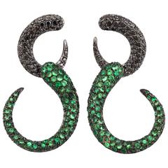 Faraone Mennella Tsavorite Diamond Rhodium Gold Goccioline Earrings