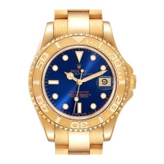 Rolex Yachtmaster Midsize 18k Yellow Gold Blue Dial Unisex Watch 68628