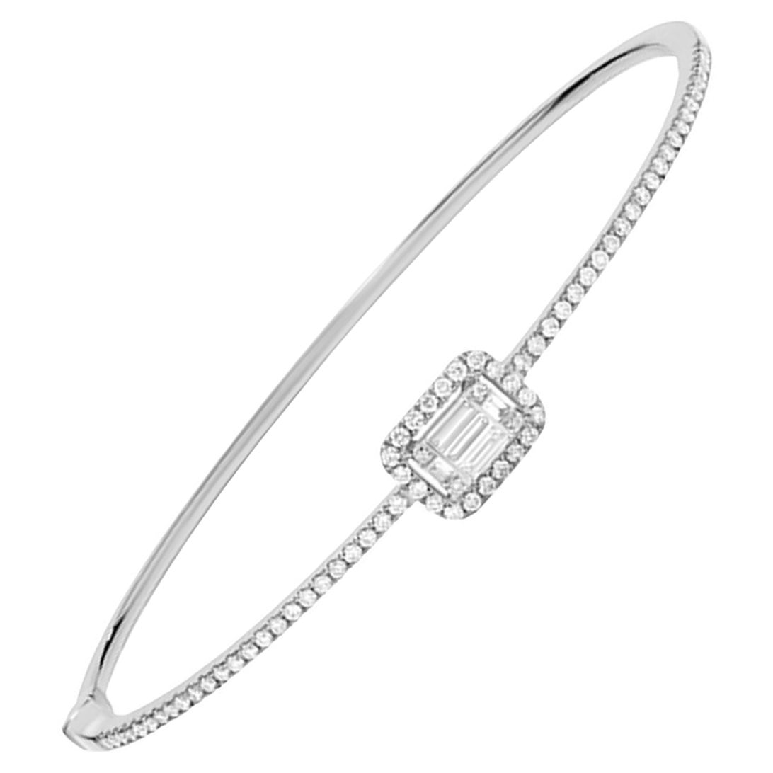 Luxle 0.66cttw. Diamond Bangle Bracelet in 18k White Gold For Sale