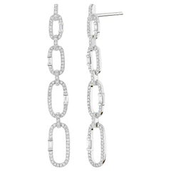 Luxle 0.73cttw Baguette and Round Diamond Link Drop Earrings in 18k Gold