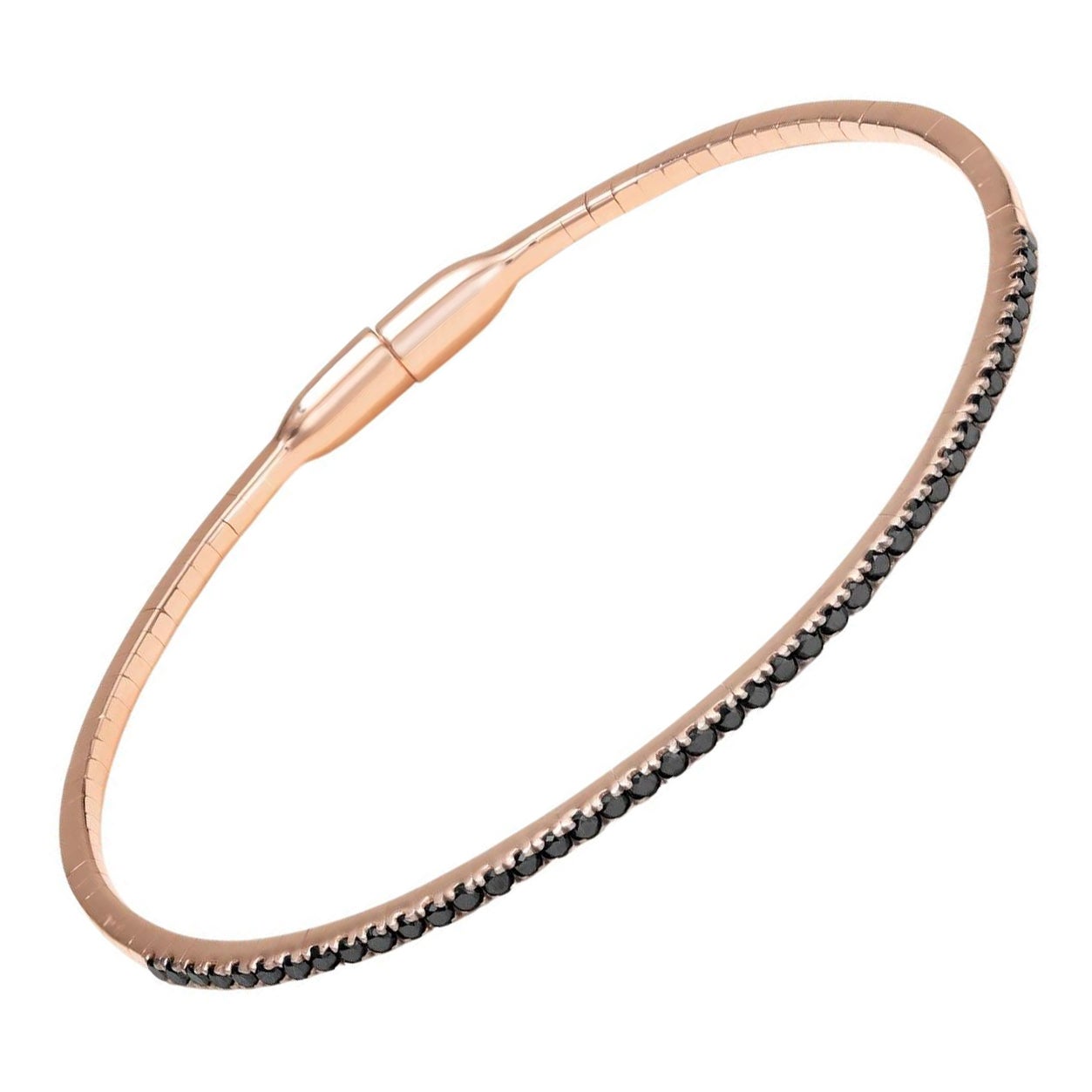 Luxle 0.57 Cttw. Black Diamond Bangle in 18k Rose Gold For Sale