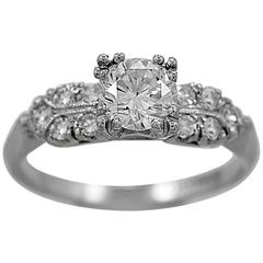 Antique .70 Carat Diamond Platinum Engagement Ring 