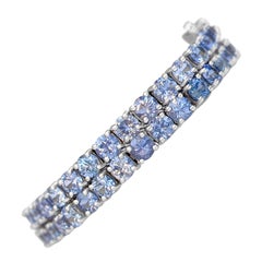 NO RESERVE - AAA 9.15 Carat Natural Sapphire , 14 Karat White Gold Bracelet