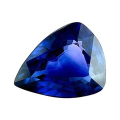 1.04 Carat Deep Blue GIA Certified Untreated Sapphire Pear Cut Rare Gem