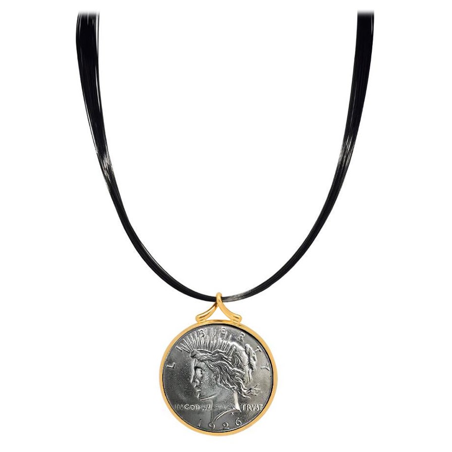 1926 Peace Silver Dollar Coin Necklace For Sale