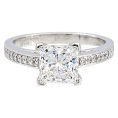 Tiffany & Co. Platinum Diamond Princess Engagement Ring 1.66ct Center GVVS1