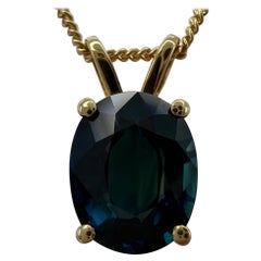 2.40ct Natural Deep Green Blue Teal Australian Sapphire 18k Yellow Gold Pendant