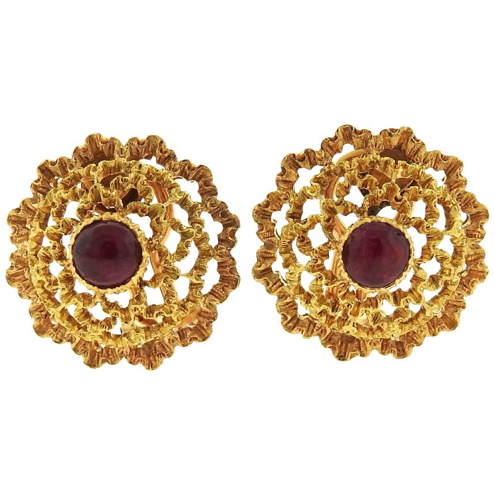 Buccellati Ruby Gold Earrings