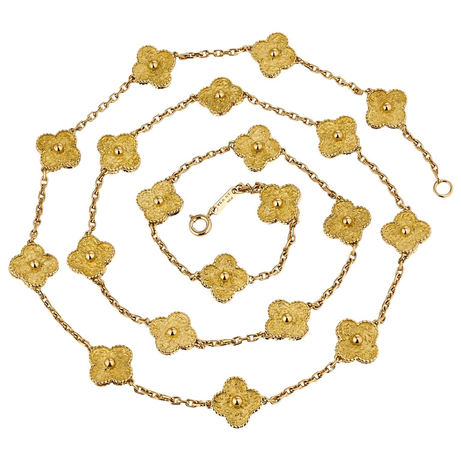 Van Cleef & Arpels Gold 20 Motif Alhambra Necklace