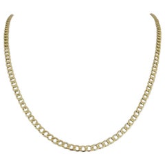 14 Karat Yellow Gold Hollow Light Curb Link Chain Necklace