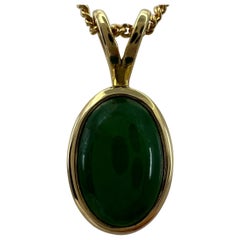 2.08ct GIA Certified Untreated Jadeite Jade A Grade 18k Yellow Gold Oval Pendant