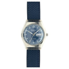 Bulova-Uhr, Set-o-matic, blaues Zifferblatt aus Edelstahl
