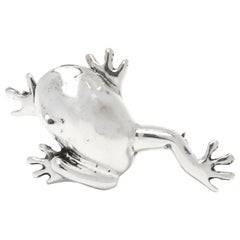 Large Silver Frog Brooch, Sterling Silver, Tree Frog