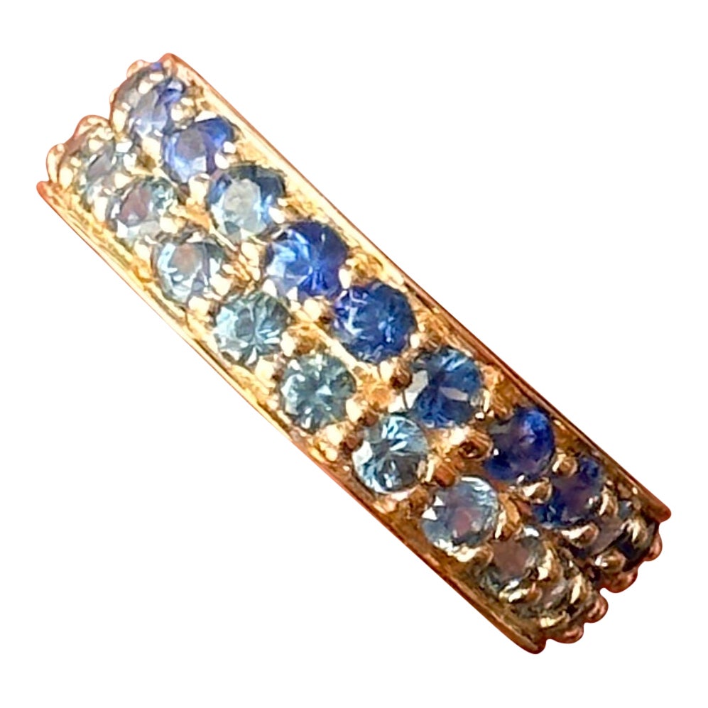 Sapphire Eternity Band, Natural Blue Sapphire Ring in 14k Yellow Gold, Eternity