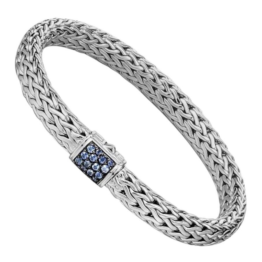 John Hardy Classic Chain Bracelet with Blue Sapphire BBS90409BSPXUL For Sale