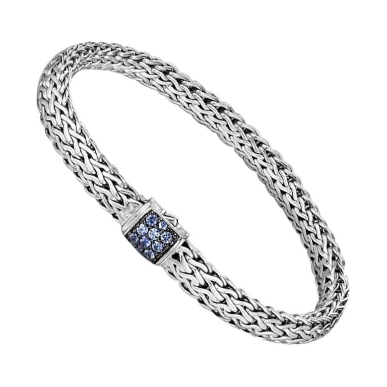 John Hardy Classic Chain Bracelet with Blue Sapphire BBS9042BSPXUL For Sale