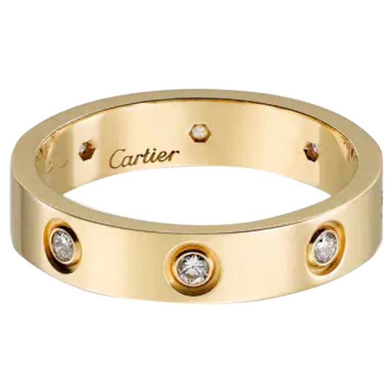 Cartier Love Ring 8 Diamond Size 50 Yellow Gold For Sale at 1stDibs