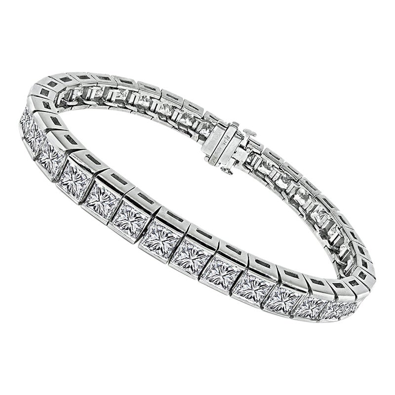 22.00 Carat Diamond Platinum Line Bracelet For Sale