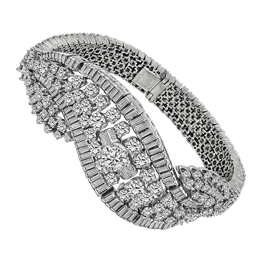 18.00 Carat Diamond Platinum Bracelet For Sale