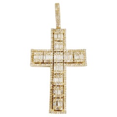 1.30 Carat Diamond Cross Pendant 14 Karat Yellow Gold