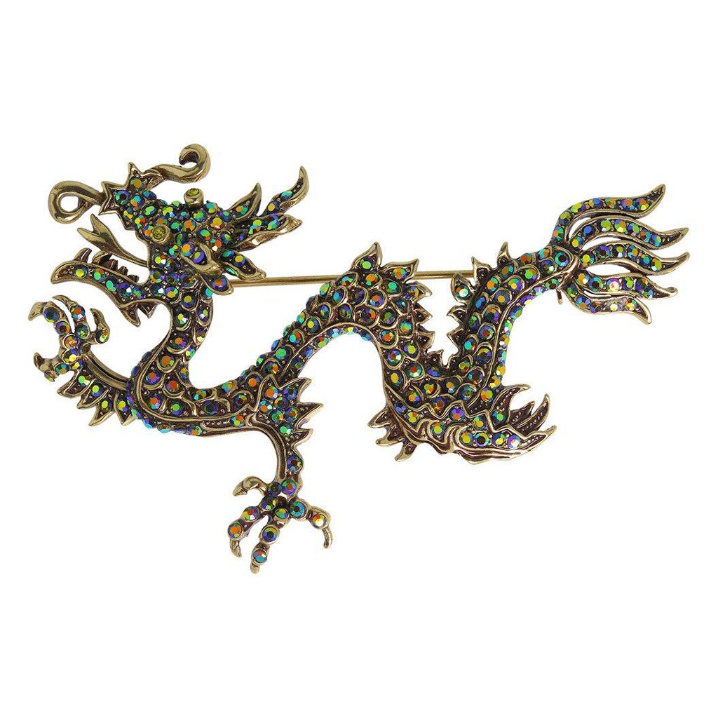 Heidi Daus Shimmering Dragon Crystal Dragon Pin AB Version For Sale