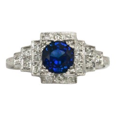 Art Deco 1.16 Carat Sapphire Engagement Ring