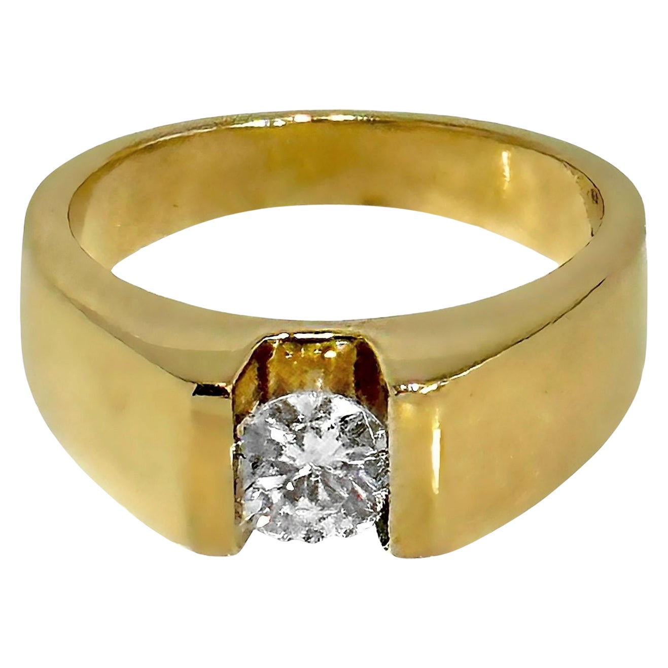 Yellow Gold Tension Set Diamond Ring For Sale