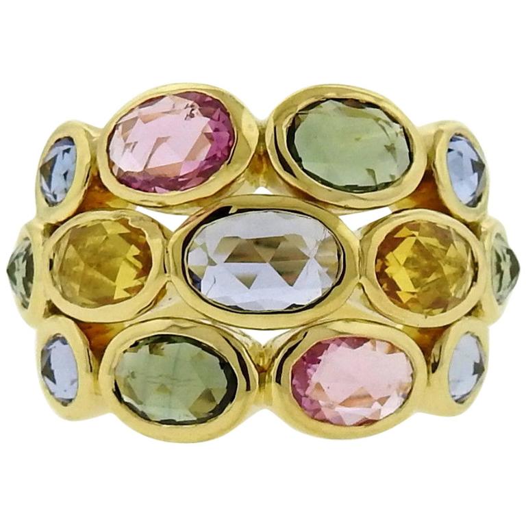 Temple St. Clair Hera Bombe Rose Cut Sapphire Diamond Gold Ring at 1stDibs