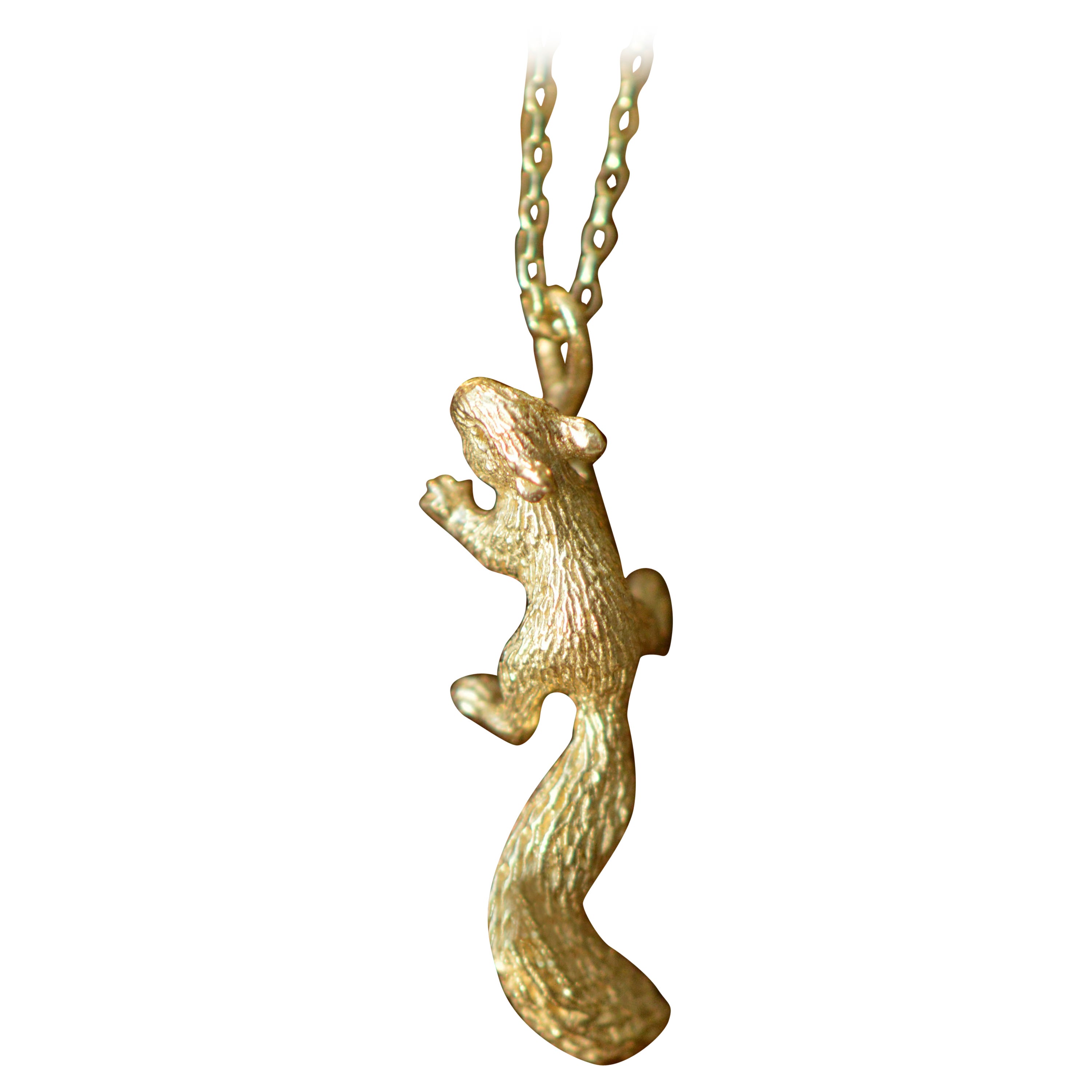 Solid 18 Carat Gold Baby Squirrel Pendant By Lucy Stopes-Roe