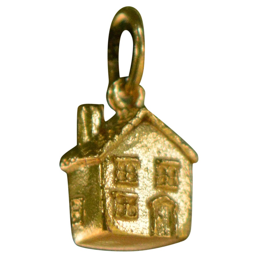 Solid 18 Carat Gold Littlest Cottage Pendant By Lucy Stopes-Roe For Sale