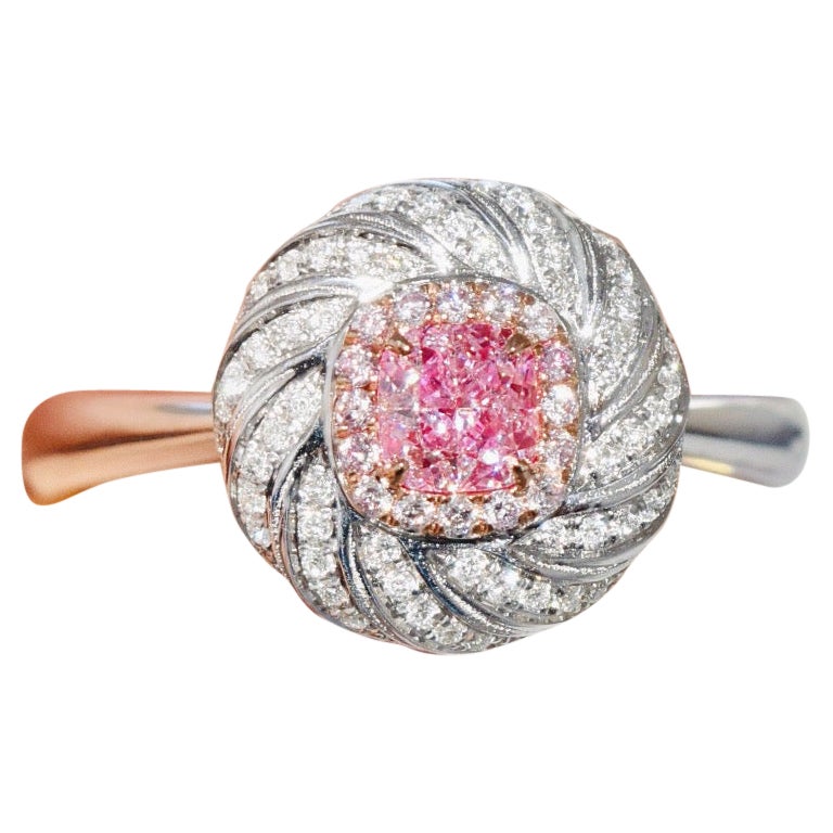 Gia Certified 0.40 Carat Pink Cushion Diamond Ring For Sale