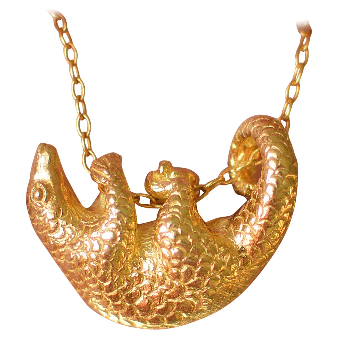 Solid 18 Carat Gold Pangolin Pendant By Lucy Stopes-Roe For Sale