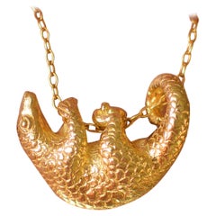 Solid 18 Carat Gold Pangolin Pendant By Lucy Stopes-Roe