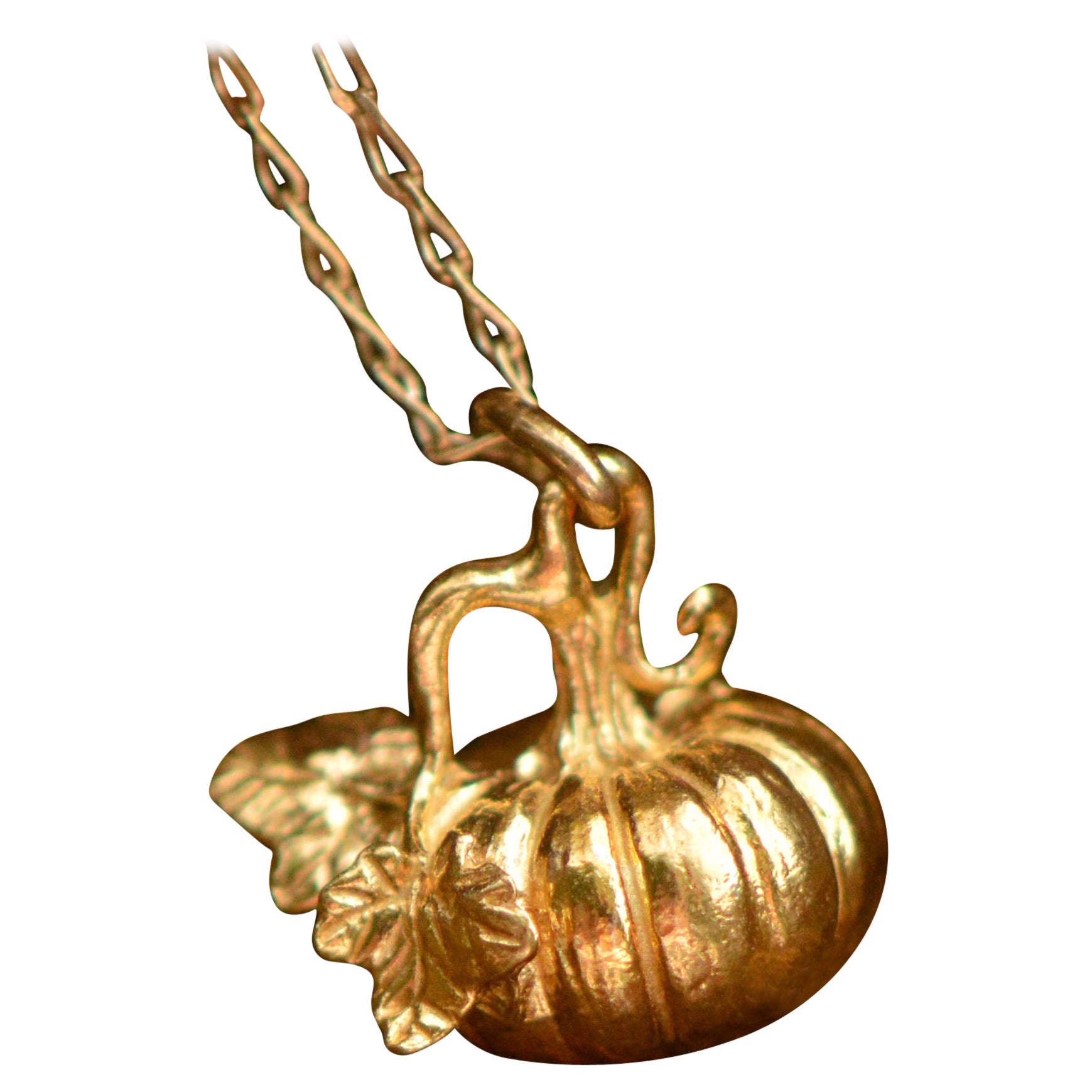 Solid 18 Carat Gold Pumpkin Pendant By Lucy Stopes-Roe For Sale