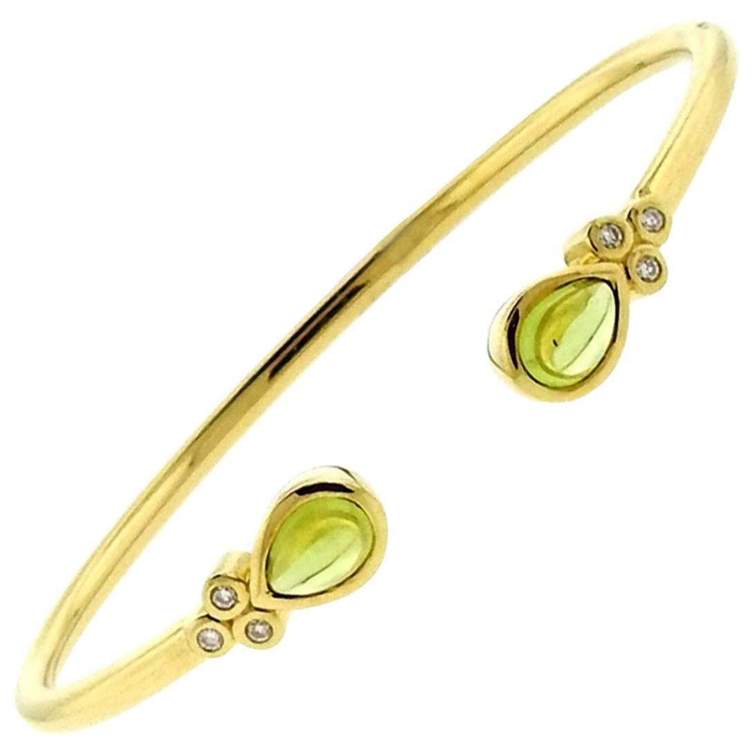 Temple St. Clair Peridot Diamond Gold Drop Earrings at 1stdibs