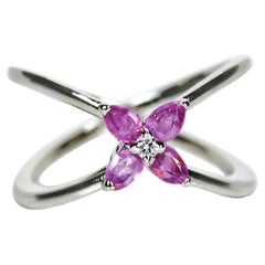 Ring with Natural Pear Shaped Pink Rubies 