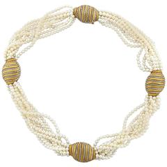 Buccellati Pearl Gold Multi Strand Necklace 3