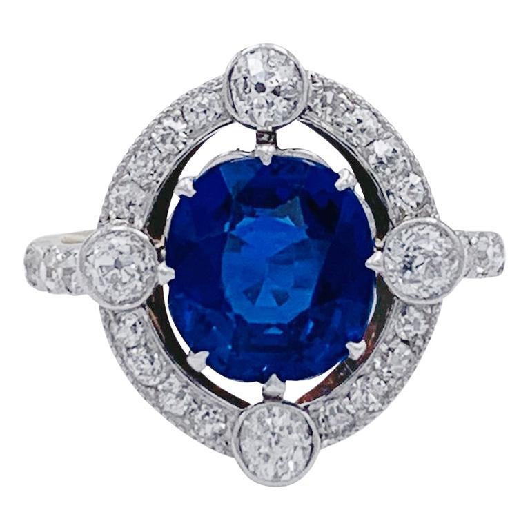 Platinum and Gold, Sapphire and Diamonds 1910s Ring For Sale