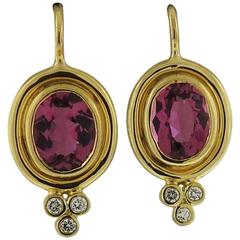 Temple St. Clair Pink Tourmaline Diamond Gold Earrings