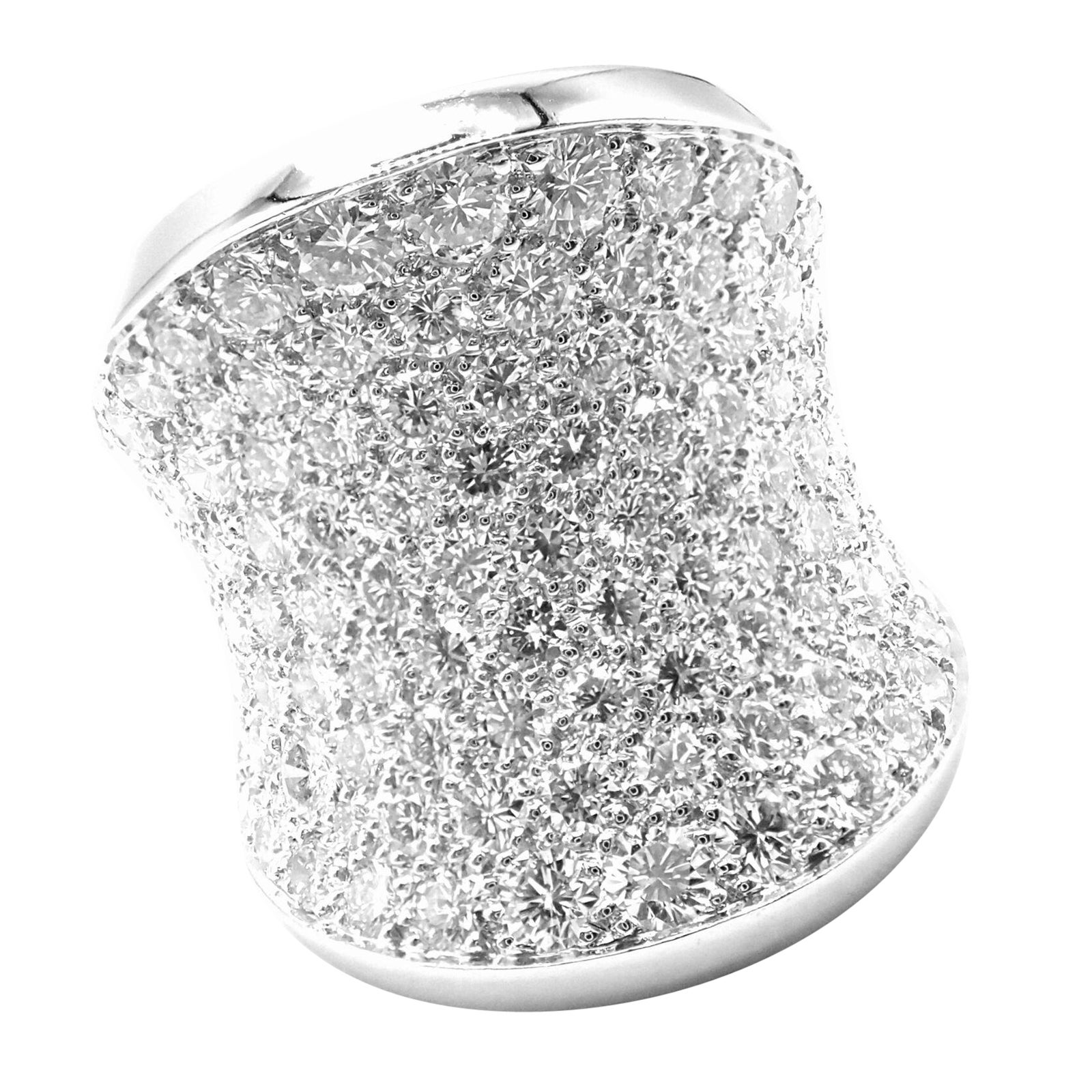 Cartier Chalice Large Diamond White Gold Cocktail Ring For Sale