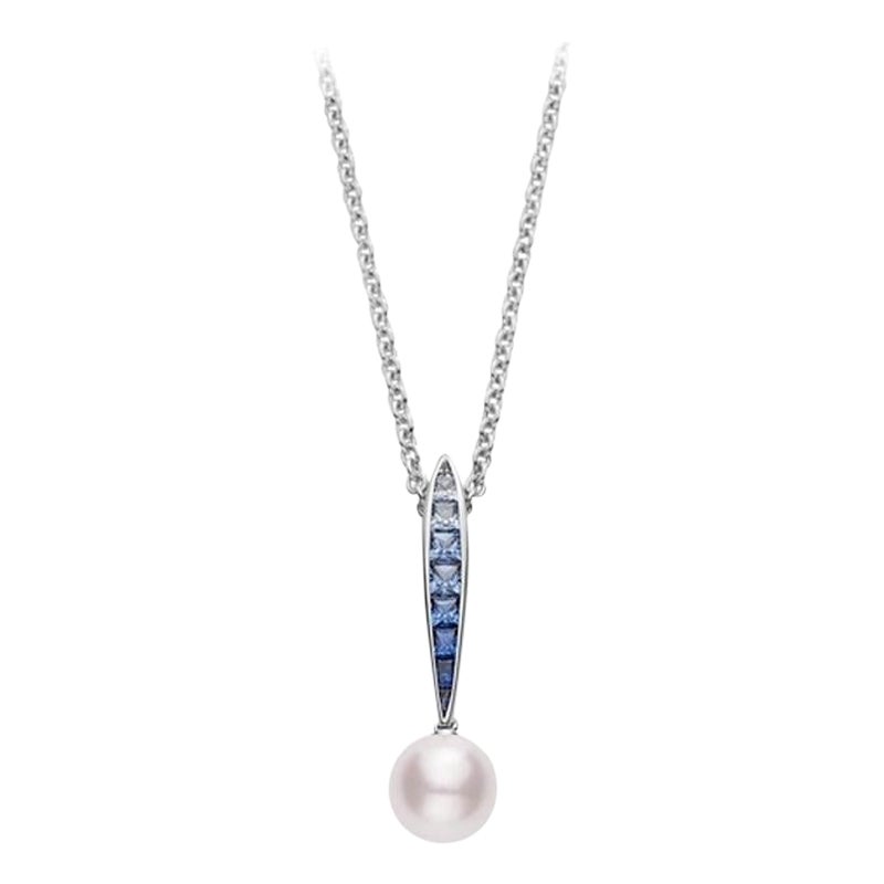Mikimoto Akoya Cultured Pearl Ocean Pendant with Sapphire MPA10378ASXW For Sale